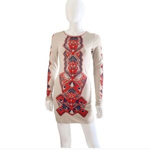 Free People Aztec Princess Bodycon Dress Size XS Long Sleeve